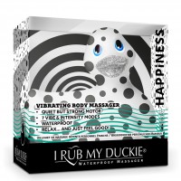My Duckie Happiness 2.0 - pöttyös kacsa vízálló csiklóvibrátor (fehér-fekete) 30721 termék bemutató kép